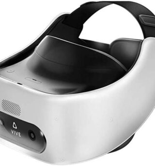 HTC Vive Pro Focus Plus 6DOF VR Headset in Almond White Bundle Including VR Headset, Controllers, face Cushion, QC 3.0 Charger and USB Type-C Cable