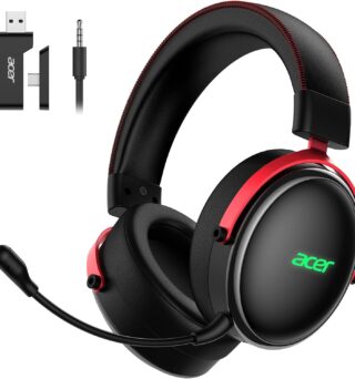 Acer 2.4GHz Wireless Gaming Headsets for PS5, PS4, PC, Switch, Tri-Mode Bluetooth Gaming Headset with Mic, Stereo Sound, 40+Hr Battery, 50mm Drivers - Black